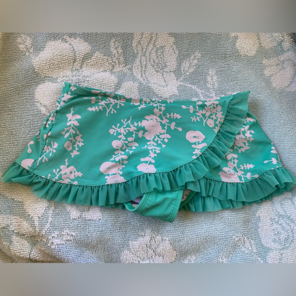 Teal Floral Ruffle Bikini Bottom